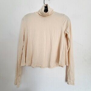 Rachel Pally Beige Cream Tan Turtleneck Modal Long Sleeve Top Size Small